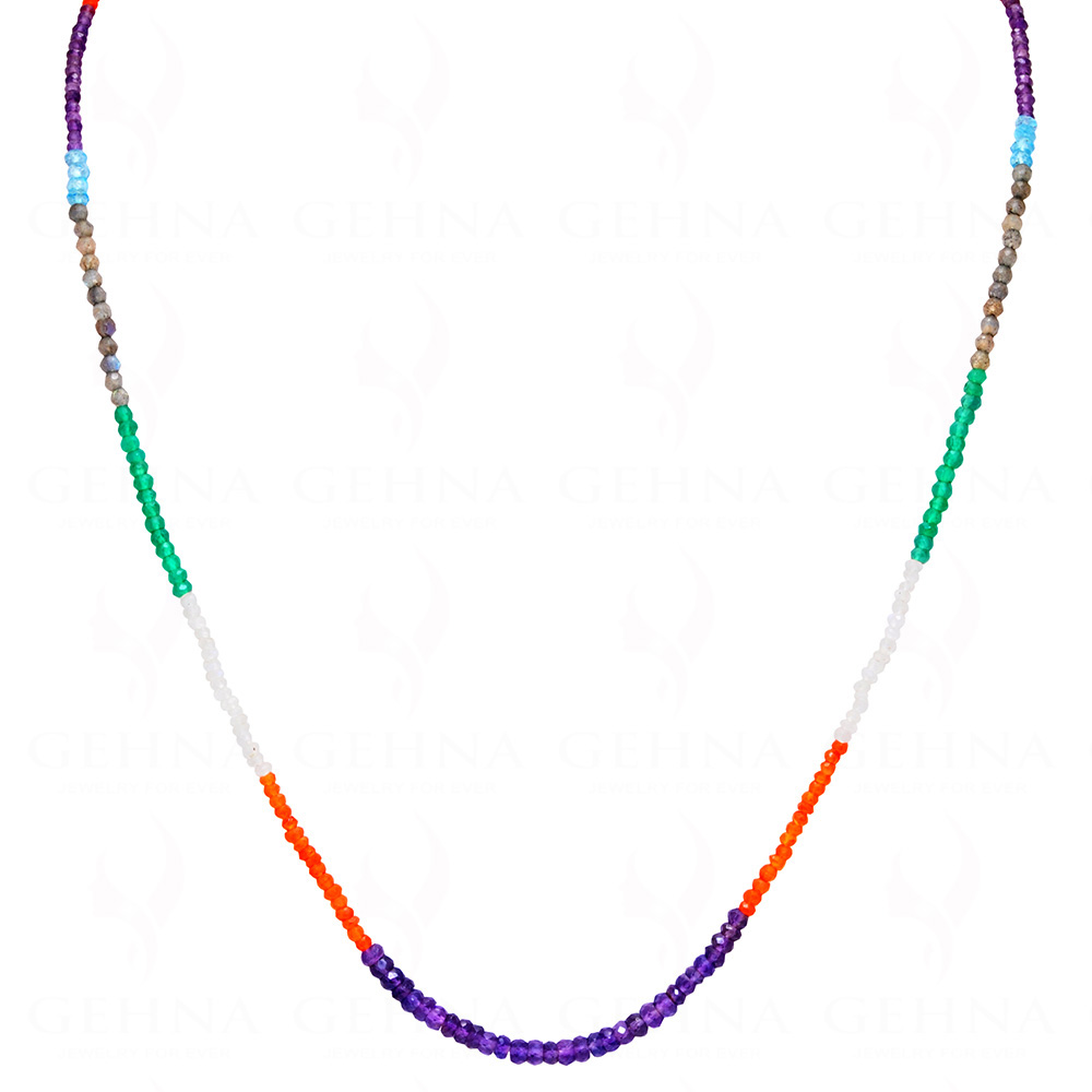 carlenian & multicolor gemstone faceted bead necklace NS-1785