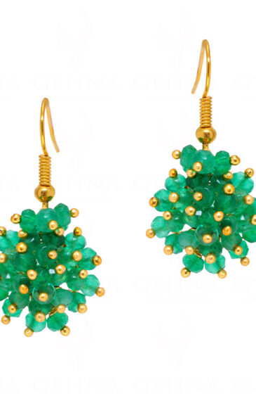  Emerald Gemstone Drop Beaded Earrings ES-1786