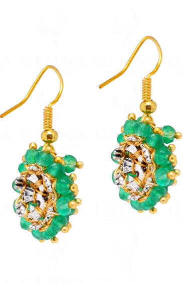 Emerald Gemstone Drop Beaded Earrings ES-1786