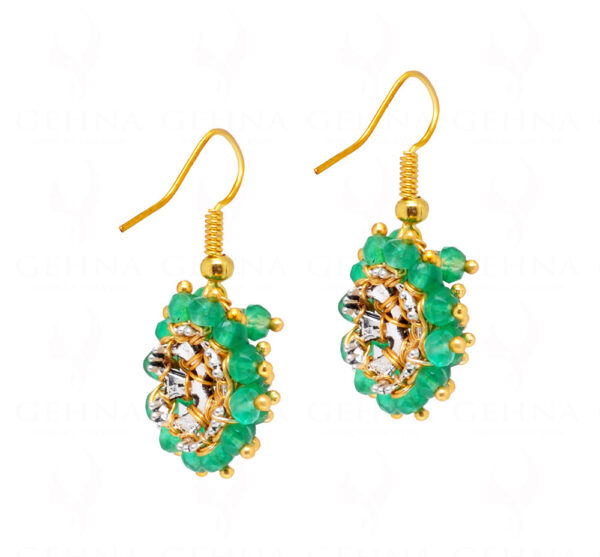 Emerald Gemstone Drop Beaded Earrings ES-1786