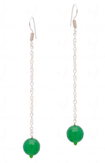 Green Onyx Gemstone Beaded Dangle Earrings  ES-1788