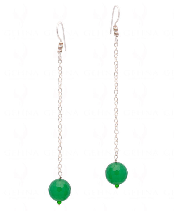 Green Onyx Gemstone Beaded Dangle Earrings  ES-1788