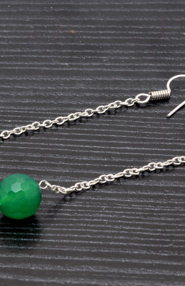 Green Onyx Gemstone Beaded Dangle Earrings  ES-1788