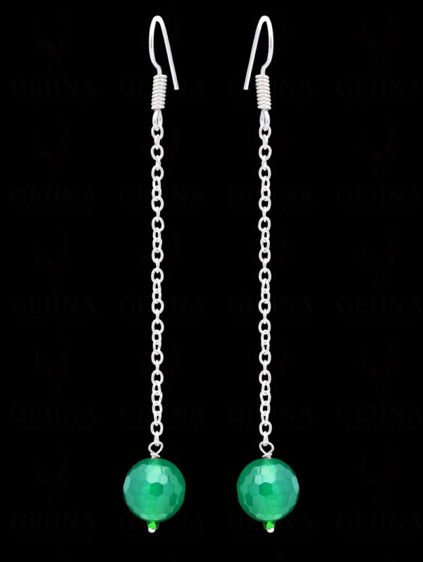 Green Onyx Gemstone Beaded Dangle Earrings  ES-1788