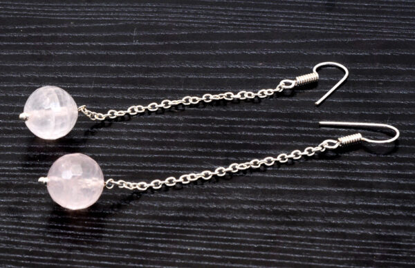 Rose Quartz Gemstones Beaded Earrings ES-1792