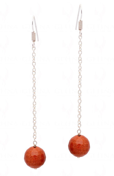 Sunstone Dangle Orange Bead Earrings ES-1793
