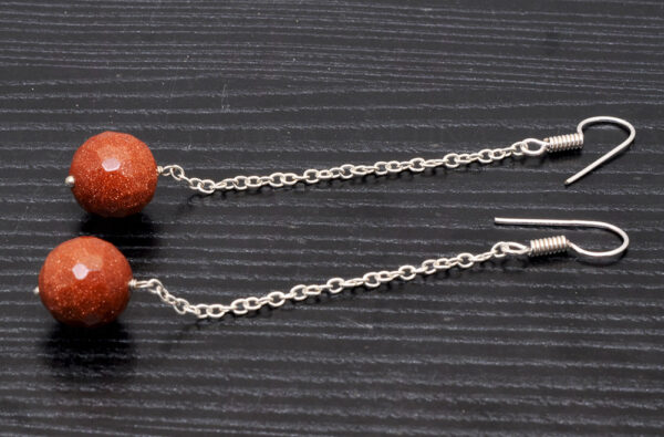 Sunstone Dangle Orange Bead Earrings ES-1793