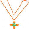 Pectoral Cross Carnelian & Emerald Studded 925 Silver Pendant Beads Chain NS-1793
