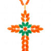 Pectoral Cross Carnelian & Emerald Studded 925 Silver Pendant Beads Chain NS-1793