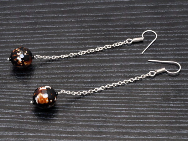 Brown Agate Gemstone Beaded Earrings  ES-1797