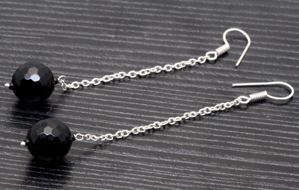 Black Spinel Stone Beaded Earrings  ES-1798