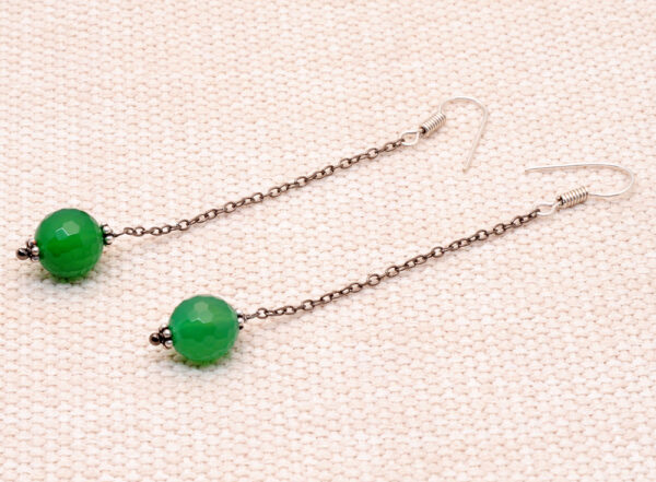 Green Onyx Gemstone Beaded Dangle Earrings ES-1799