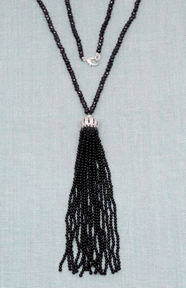 Black Spinel & Topaz Gemstone Beaded Necklace NS-1799