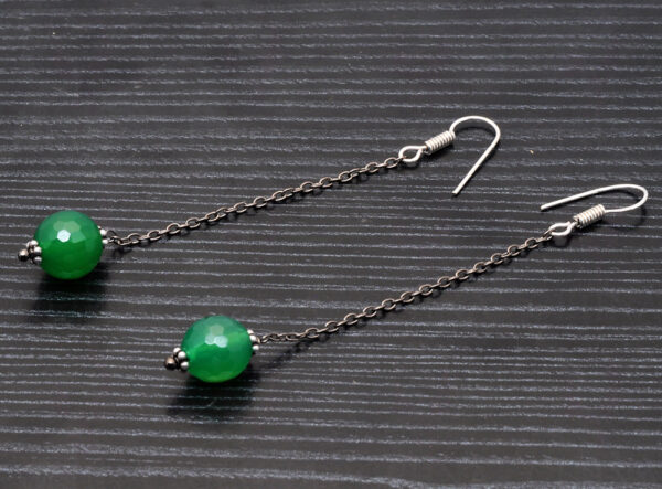 Green Onyx Gemstone Beaded Dangle Earrings ES-1799