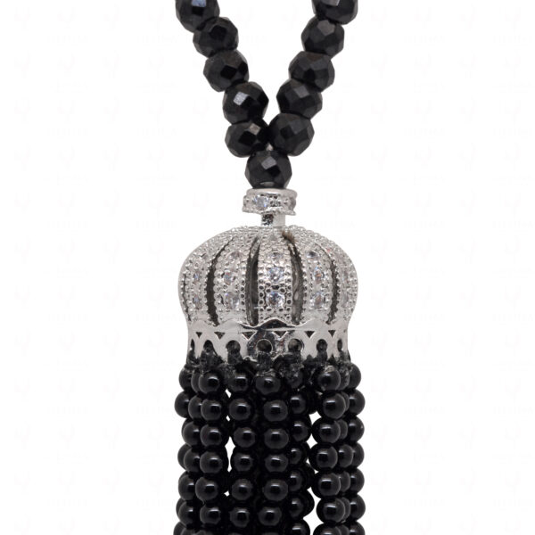 Black Spinel & Topaz Gemstone Beaded Necklace NS-1799
