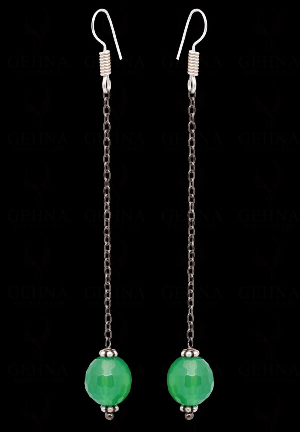 Green Onyx Gemstone Beaded Dangle Earrings ES-1799