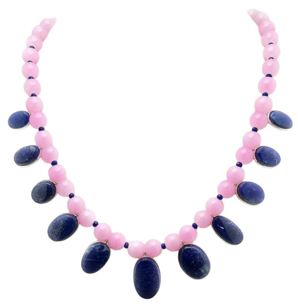 Lapis lazuli, Rose quartz Gemstone Beaded Necklace NS-1800