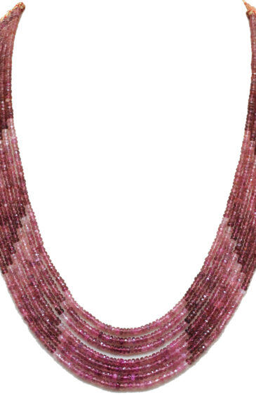7 Rows Pink Tourmaline Faceted Bead Multi Layer Necklace NS-1802