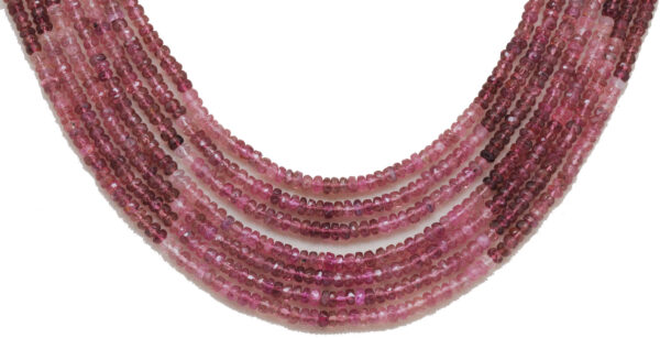 7 Rows Pink Tourmaline Faceted Bead Multi Layer Necklace NS-1802
