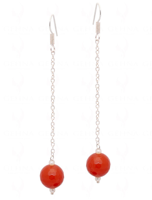Carnelian Pearl Beaded Earrings  ES-1807