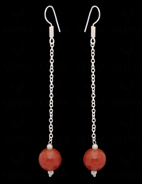 Carnelian Pearl Beaded Earrings  ES-1807