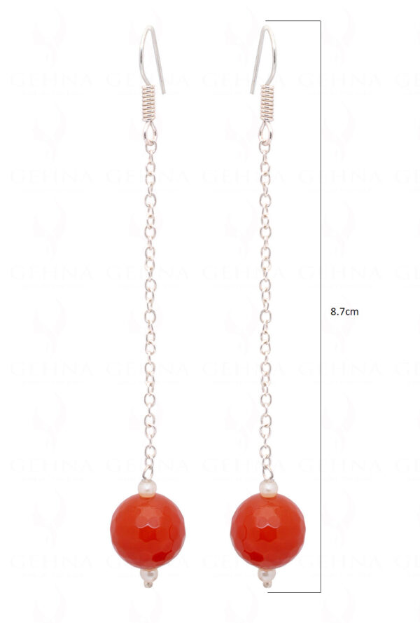 Carnelian Pearl Beaded Earrings  ES-1807