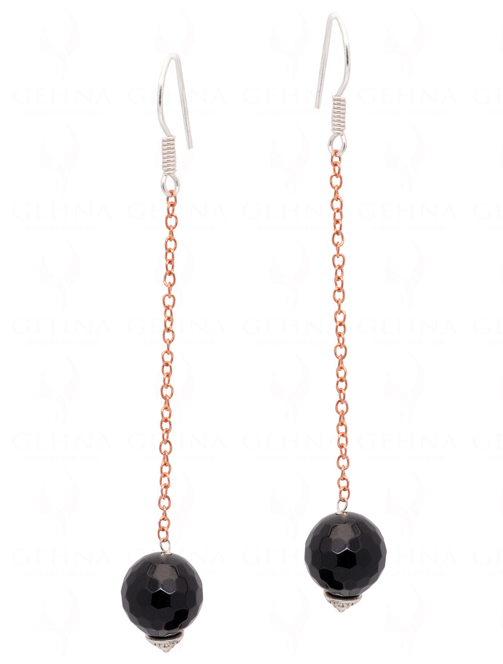 Black Jasper Gemstone Dangle Earrings  ES-1808