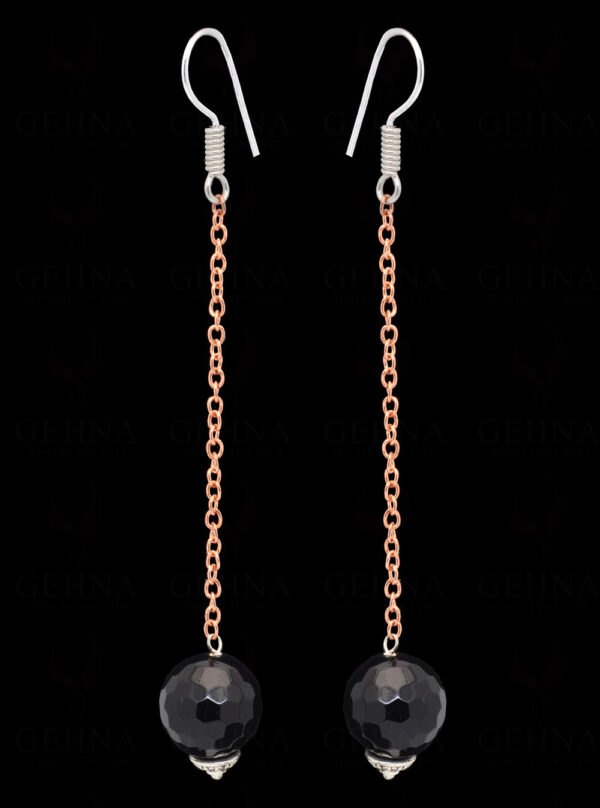 Black Jasper Gemstone Dangle Earrings  ES-1808