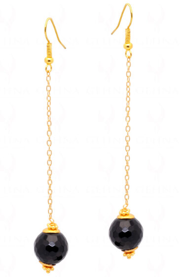 Elegant Black Jasper Gemstone Dangle Earrings  ES-1809