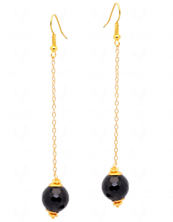 Elegant Black Jasper Gemstone Dangle Earrings  ES-1809