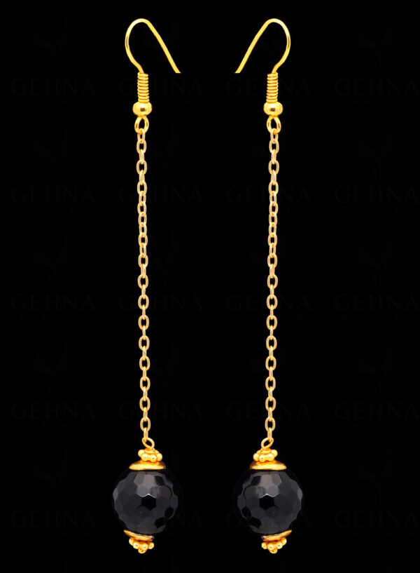 Elegant Black Jasper Gemstone Dangle Earrings  ES-1809