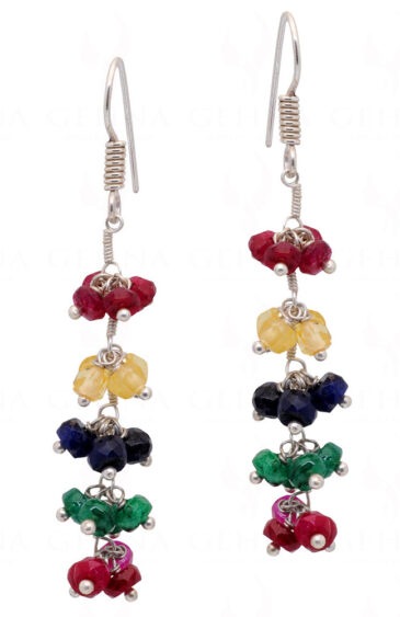 Multicolor Gemstones Bead Hoop Earring  ES-1812