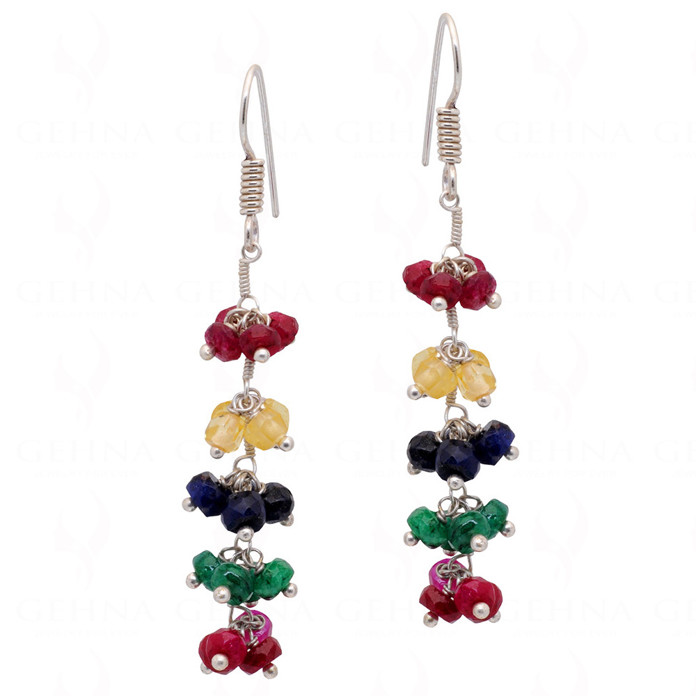 Multicolor Gemstones Bead Hoop Earring  ES-1812