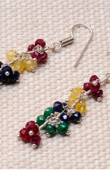Multicolor Gemstones Bead Hoop Earring  ES-1812