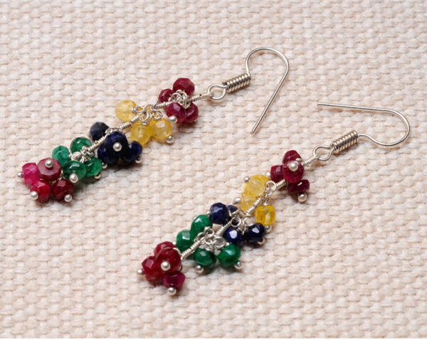 Multicolor Gemstones Bead Hoop Earring  ES-1812