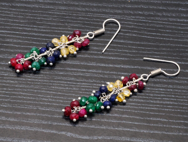 Multicolor Gemstones Bead Hoop Earring  ES-1812