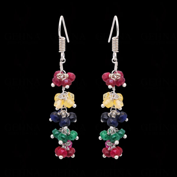 Multicolor Gemstones Bead Hoop Earring  ES-1812