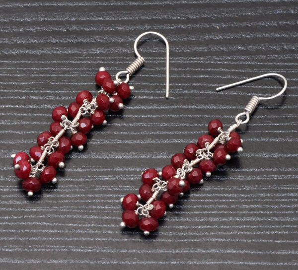 Ruby Gemstones Beaded Earrings  ES-1813