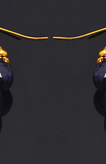 Blue Sapphire Gemstone Beaded Earrings  ES-1814