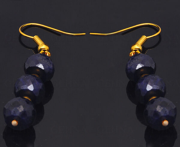 Blue Sapphire Gemstone Beaded Earrings  ES-1814