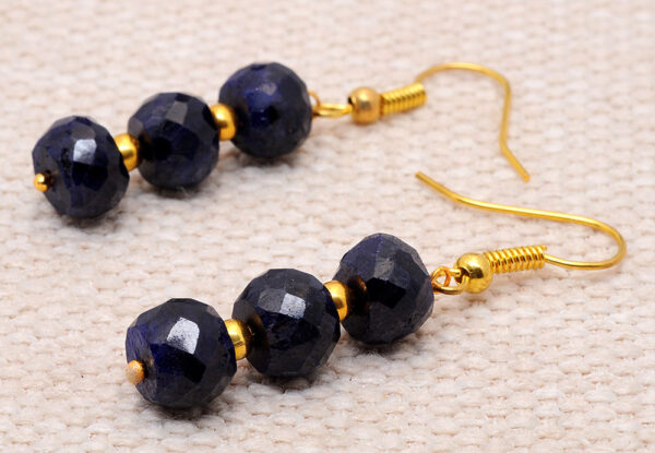 Blue Sapphire Gemstone Beaded Earrings  ES-1814