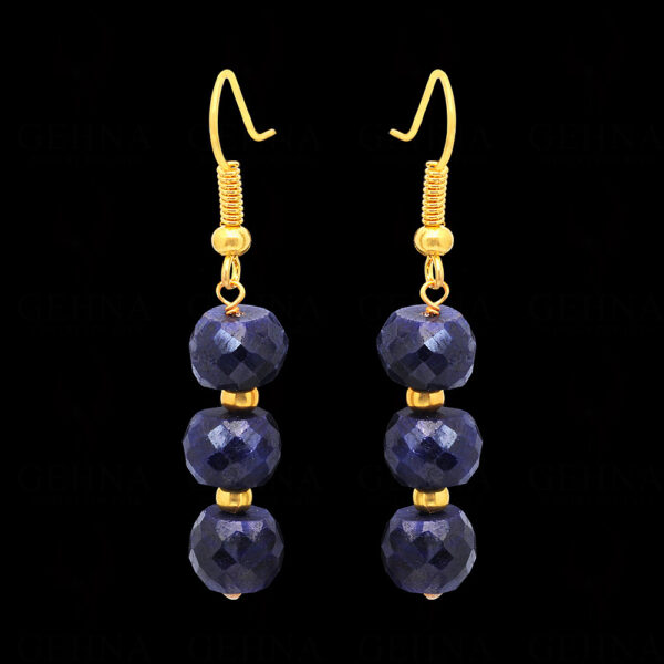 Blue Sapphire Gemstone Beaded Earrings  ES-1814