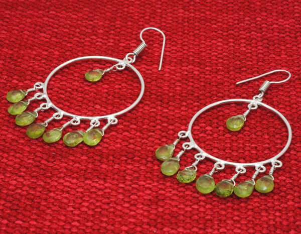 Peridot Stone Chandelier Shape Beaded Earrings ES-1822