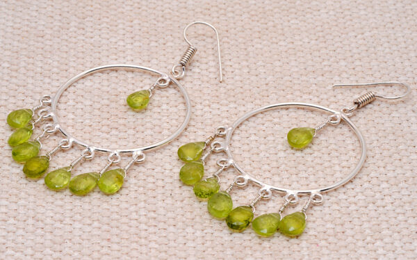 Peridot Stone Chandelier Shape Beaded Earrings ES-1822