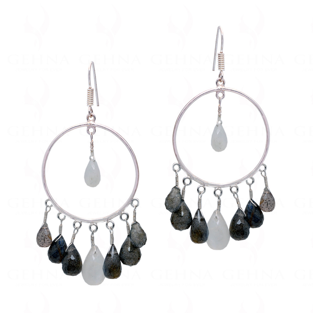 Moonstone & Labradorite Gemstone Beaded Earrings  ES-1823