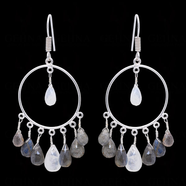 Moonstone & Labradorite Gemstone Beaded Earrings  ES-1823