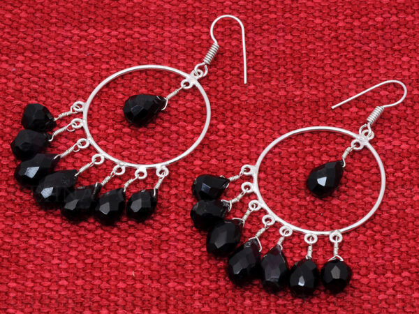 Black Spinel Gemstone Beaded Earrings  ES-1824