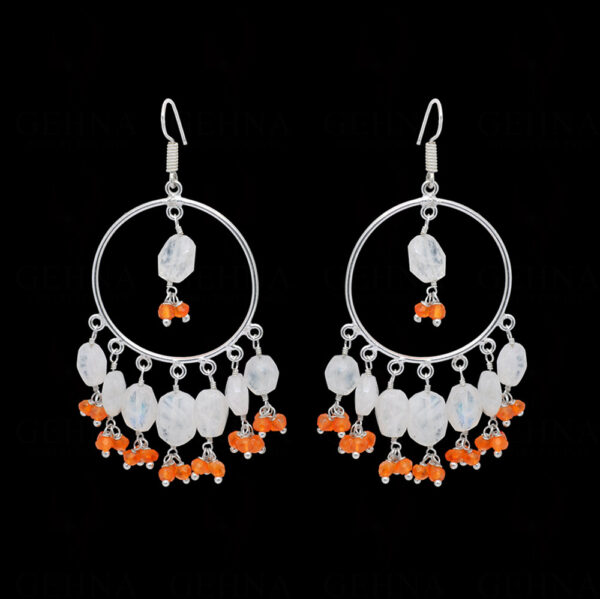 Carnelian & Moonstone Dangle Beaded Earrings  ES-1826