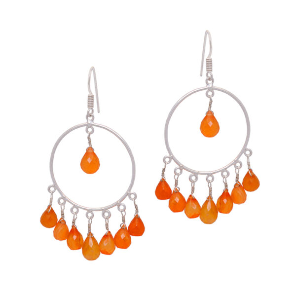 Carnelian Stone Tear Drop Shape Beaded Earrings  ES-1827