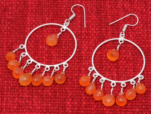 Carnelian Stone Tear Drop Shape Beaded Earrings  ES-1827